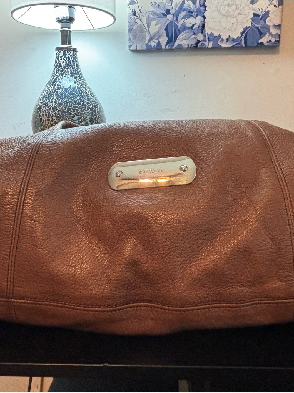 Authentic FURLA Brown Pebbled Leather Hobo Bag Excellent Condition-Italian Made - Picture 7 of 15